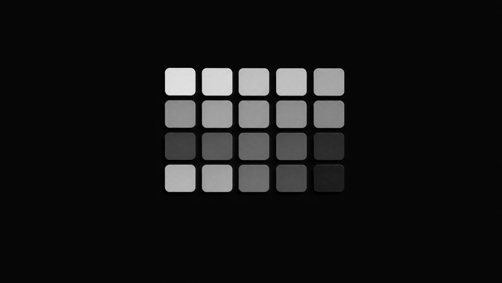 A grid of small rounded colour chips floating on black